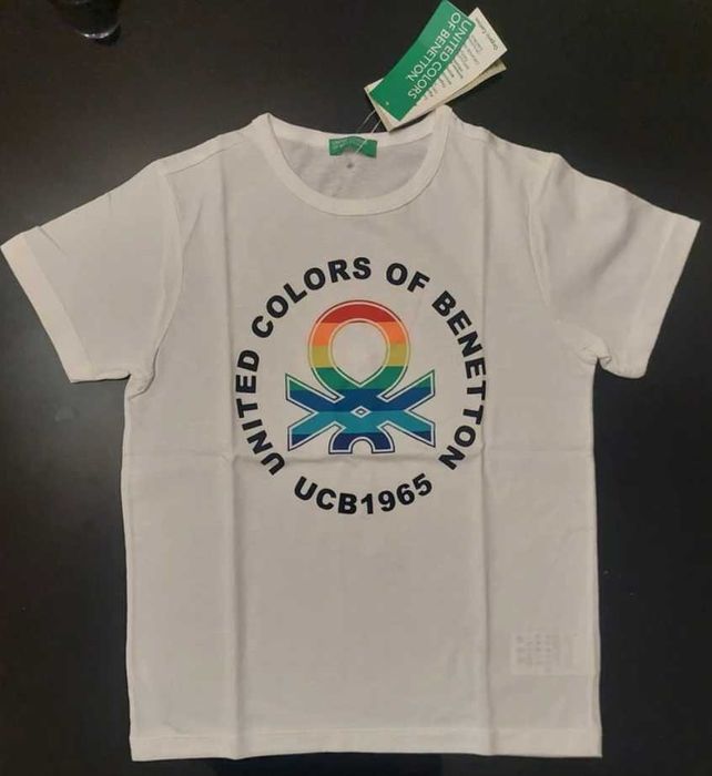 T-shirt branca, Benetton, 7-8 anos, NOVA etiquetada