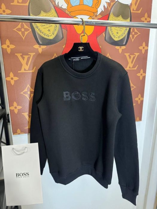 ЦЕНА ТАКОГО 2600! Мужской свитшот HUGO BOSS Кофта черная Босс на флисе
