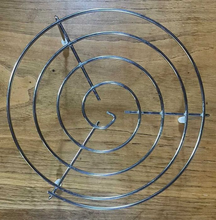 Suporte tripé 2 pratos micro-ondas em aço inoxidável