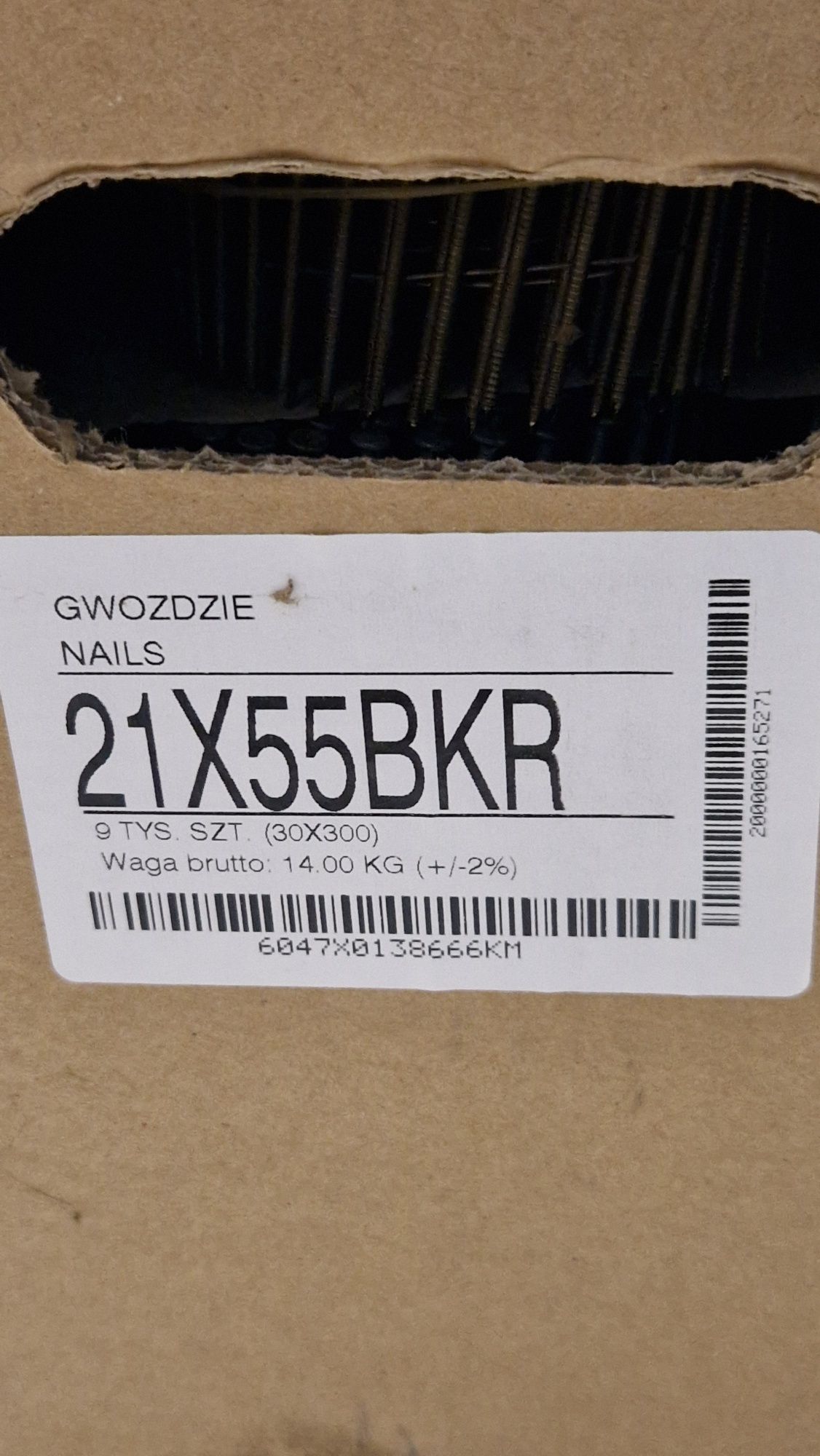 Karton gwoździ w zwojach 21X55BKR