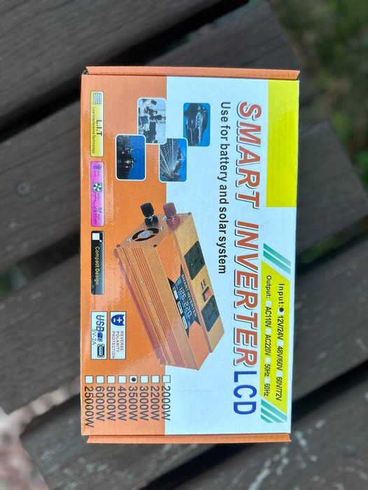 ℹ️ Преобразователь тока 12v 3500w с монитором + 2 розетки. Инвертор