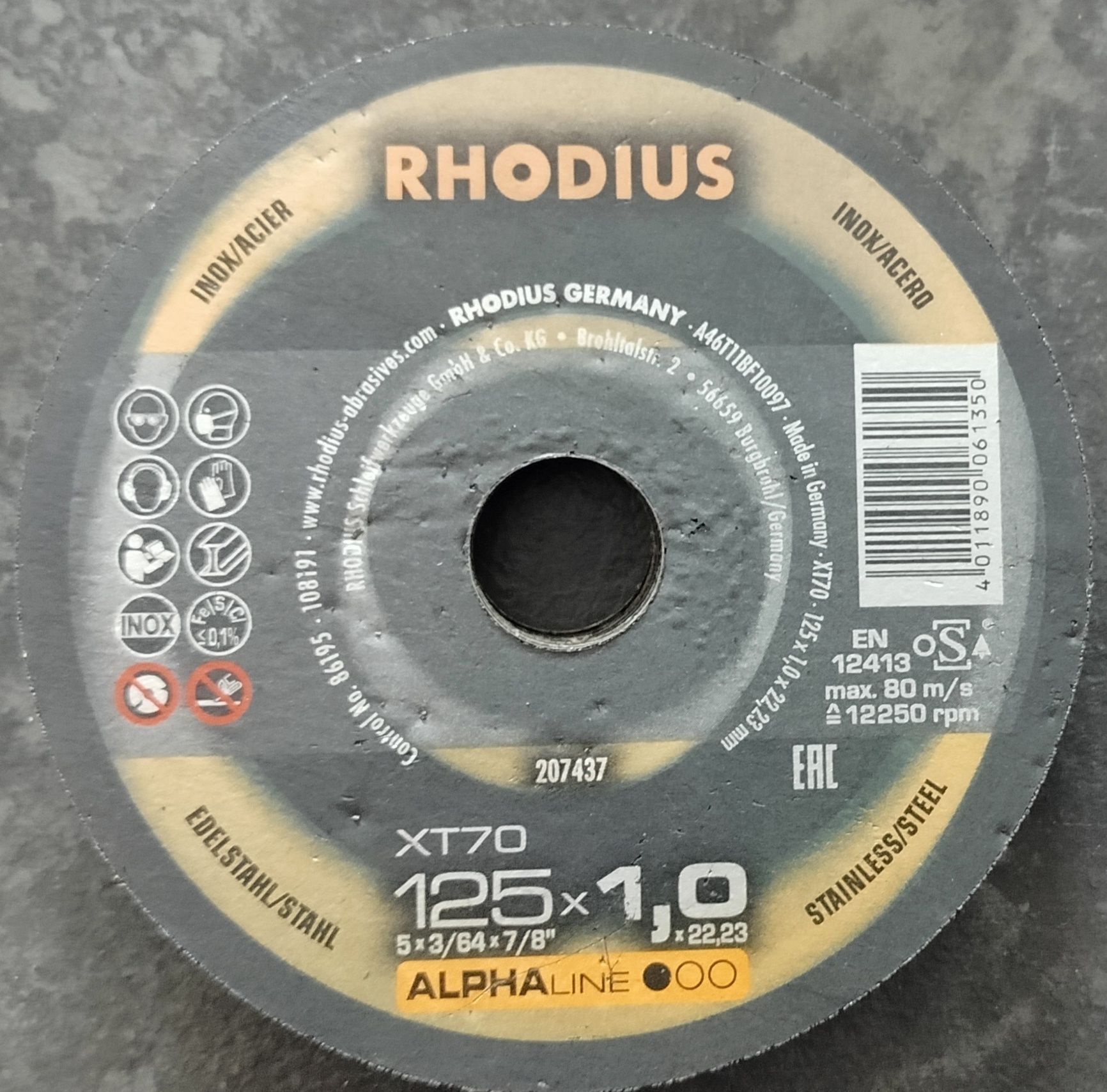 Rhodius 125x1,0 XT70 tarcza tarcze 25szt. do ciecia metalu inox 25szt