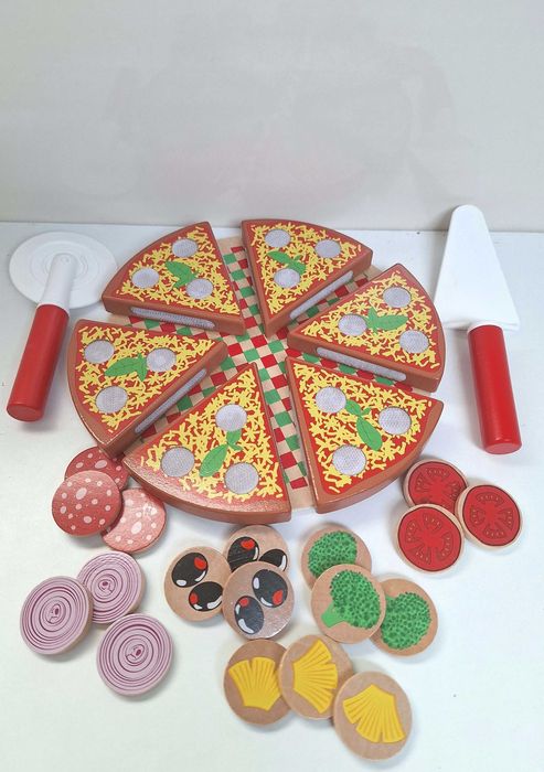 N O W E zestaw drewnianych zabawek zabawka Pizza warzywa do krojenia