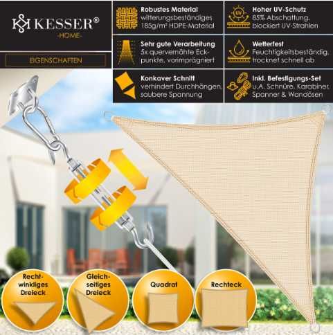 Żagiel przeciwsłoneczny KESSER 3x3x3 m