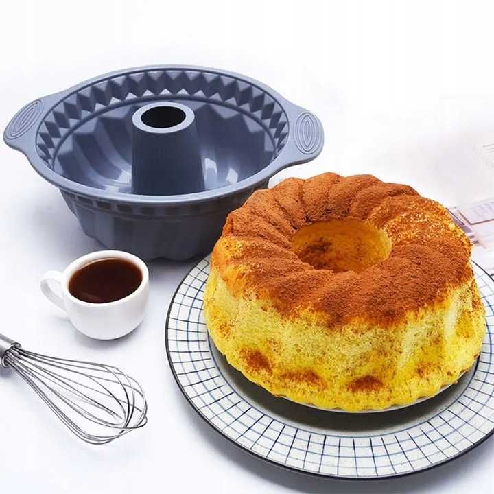 FORMA FOREMKA DO PIECZENIA BABKI Ciasta Silikon 24cm z Kominem. Duża