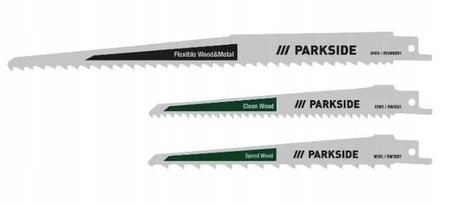 Brzeszczoty do piły szablastej PARKSIDE 3 sztuki drewno plastik 152 mm