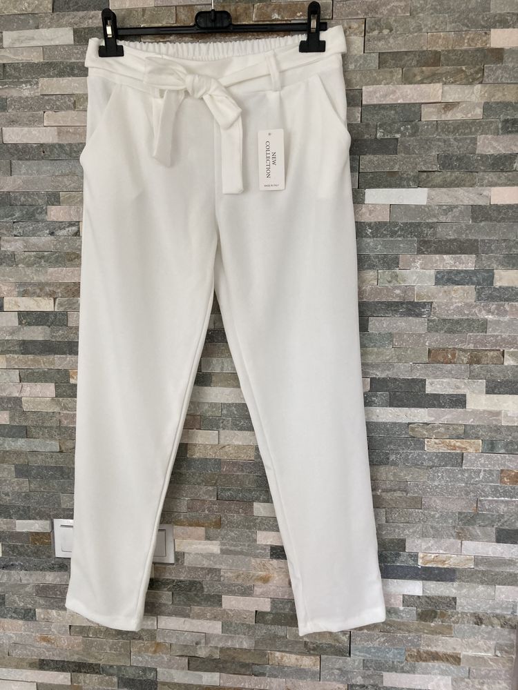 Eleganckie spodnie M L Xl New Collection Italy białe gumka