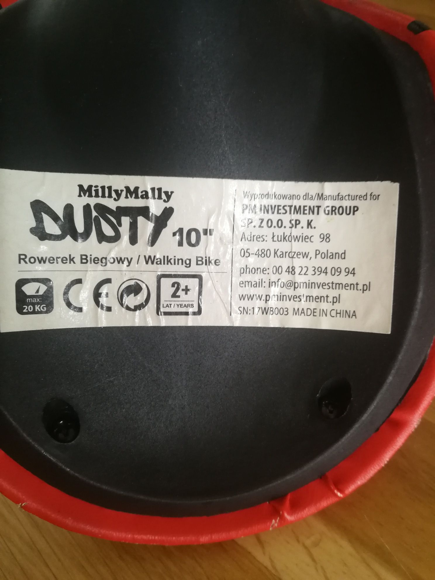 Rowerek biegowy Milly Mally Dusty 10" gratis koszyk i kask