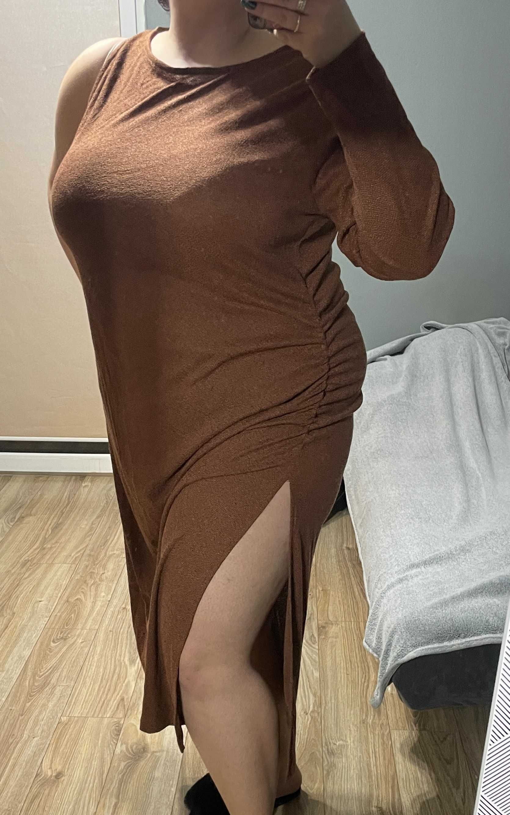 Sukienka midi na jedno ramię plus size 48/52 4XL 5XL