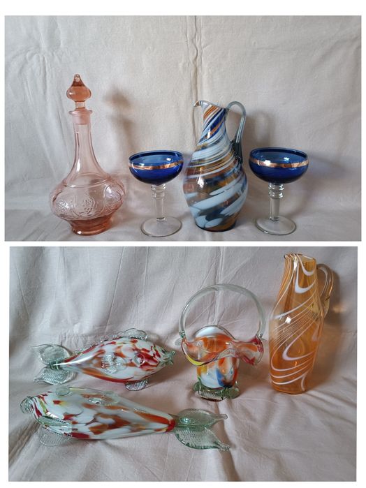 Конфетница цветное стекло гутное стекло