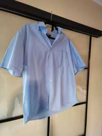 Koszula w paski niebieska 42/43 XXL krótki rękaw