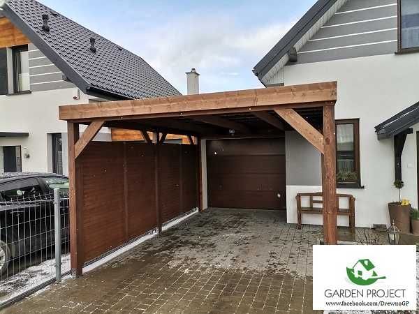 wiata carport płaski dach na jeden samochód montaż