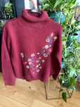 sweter sweterek golf bordowy haft włoski Italy marka Wiya uniwersalny