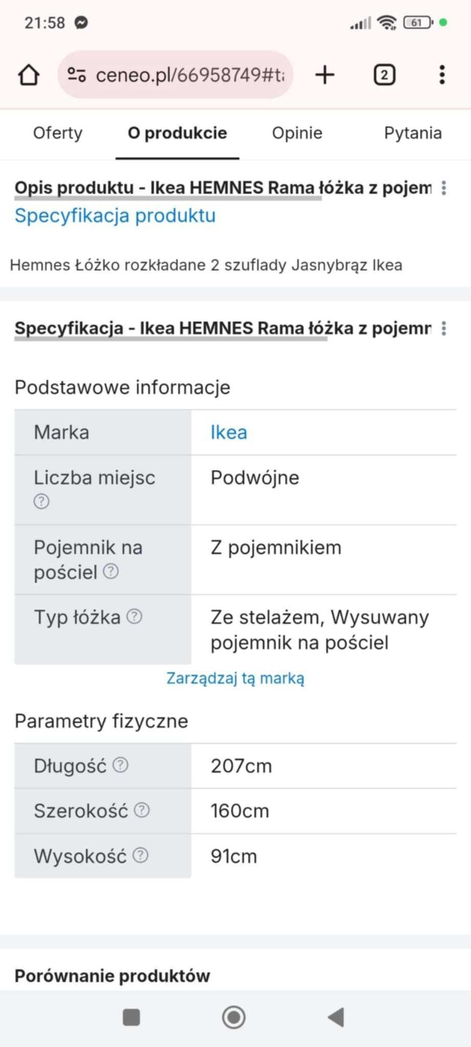 Łóżko rozkładane Hemnes z litego drewna IKEA. ZAREZERWOWANE