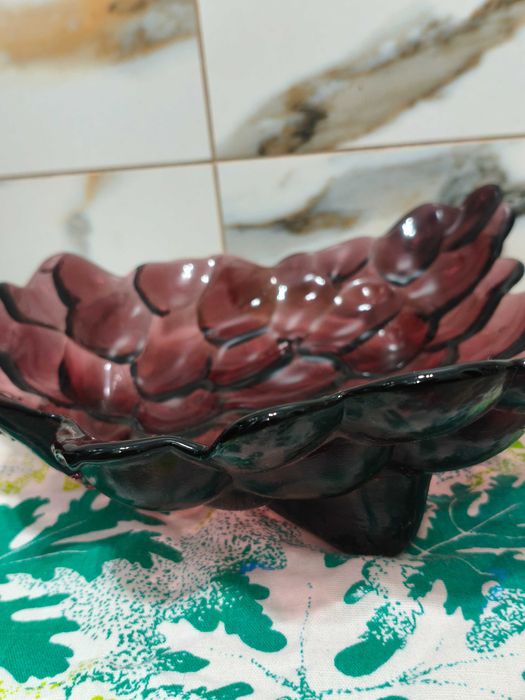 Patera owocarka winogrona fiolet szkło duża