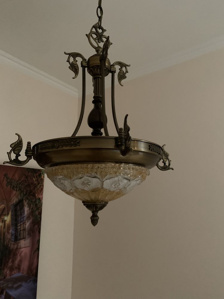Żyrandol sufitowy mosiężny