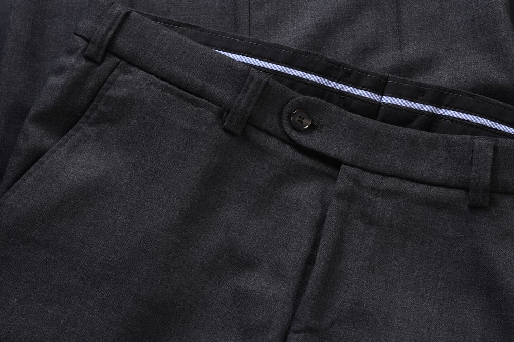 EUREX BY BRAX szare flanelowe spodnie męskie w kant wełna strecz r. 54