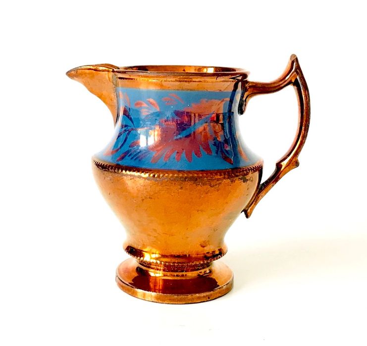Mlecznik ceramika anglia secesja iryzujący miedziowany art deco