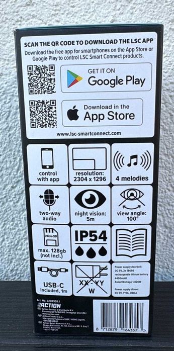 Inteligentny wideodomofon Wi-Fi z dzwonkiem – LSC Smart Connect, NOWY