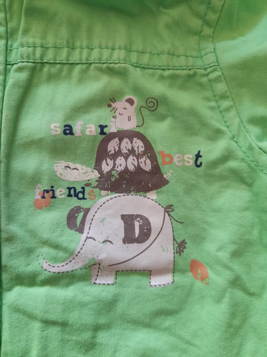 Kurtka wiosenna ze słoniem, żółwiem i myszką