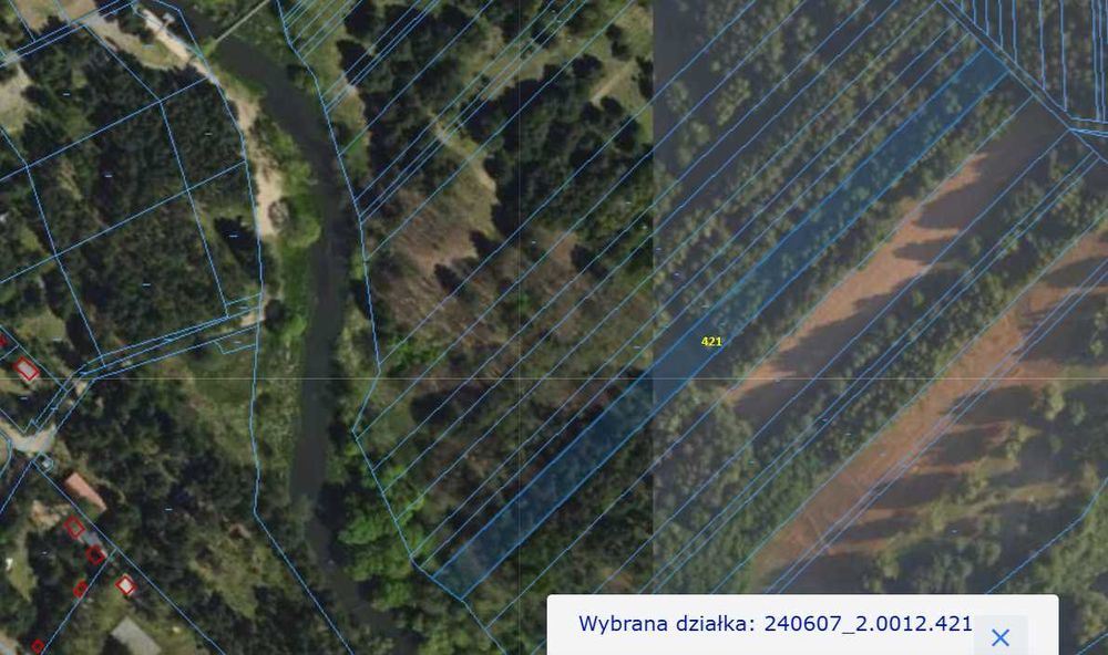 Działka leśna w Zawadach z dostępem do rzeki Liswarta