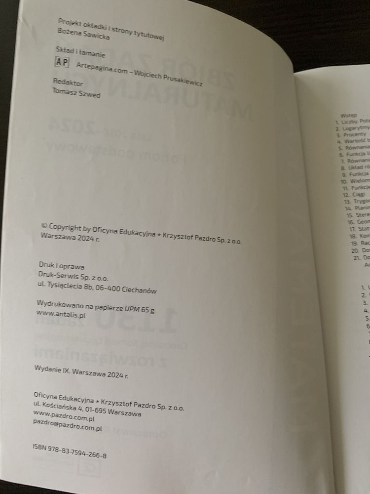 Matematyka. Zbiôr zadań maturalnych. Poziom podstawowy.