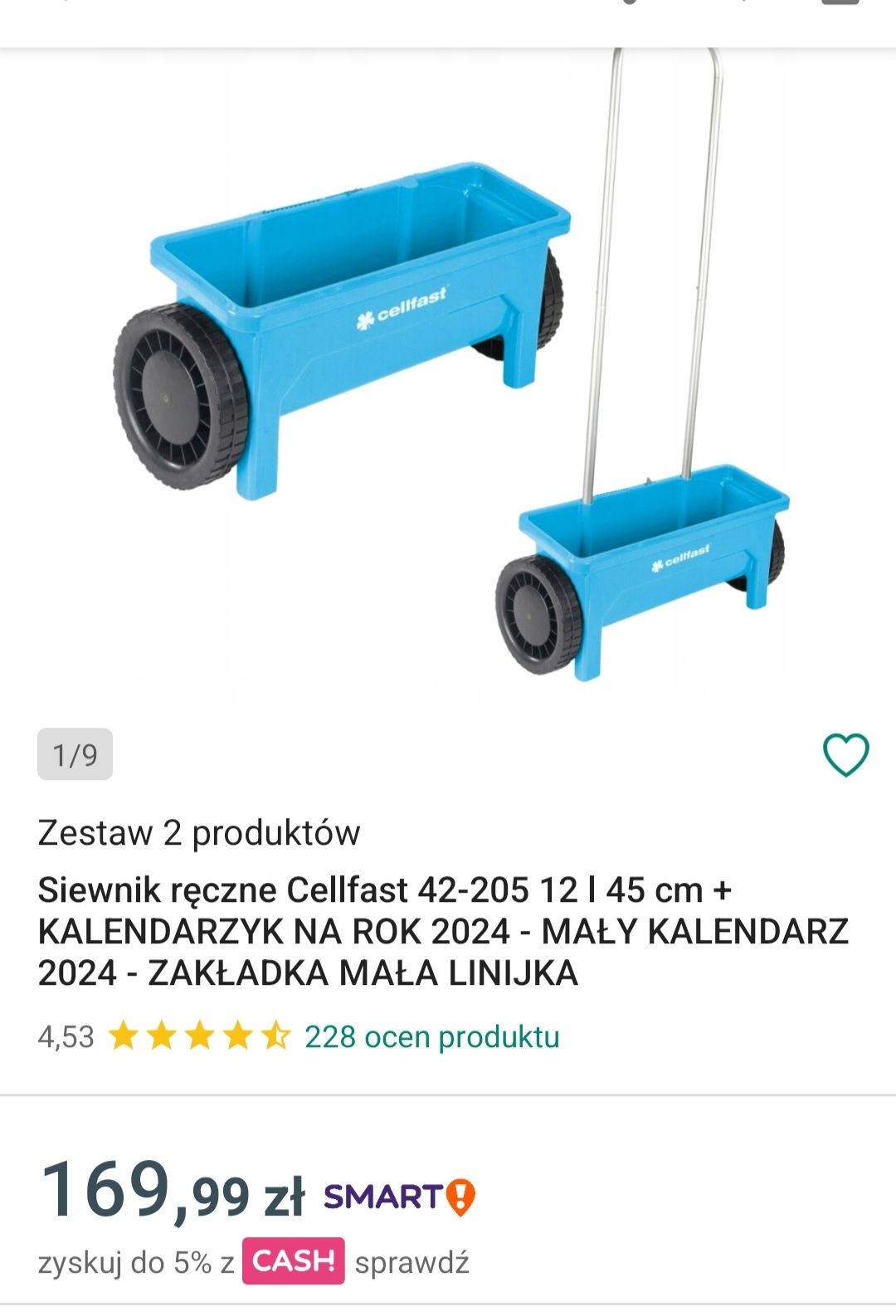Duzy siewnik 12l cellfast do trawy i nawozów..