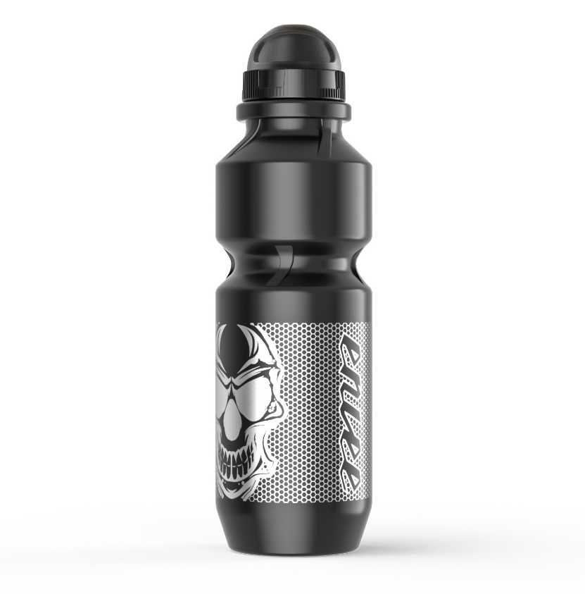 Bidon rowerowy treningowy 750 ml fitness motyw czaszka czarny