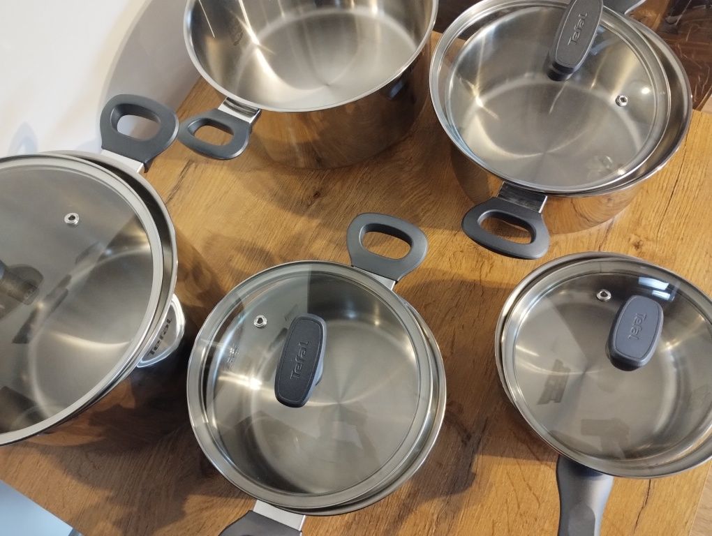 Nowy Zestaw garnków Tefal Daily Cook G712SA55 Indukcja 10 elementów.
