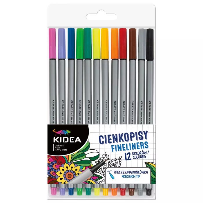Cienkopisy Kidea 12 kolorów. Derform. Nowy Produkt