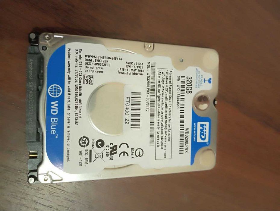 hdd жесткий диск 2.5" WD  blue 320gb, тонкий 6,5мм, здоровье 100%