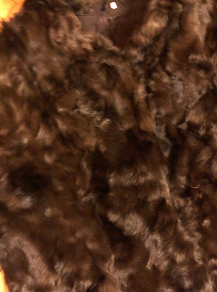 Kozy futro naturalne kurtka w kolorze czekoladowym XL