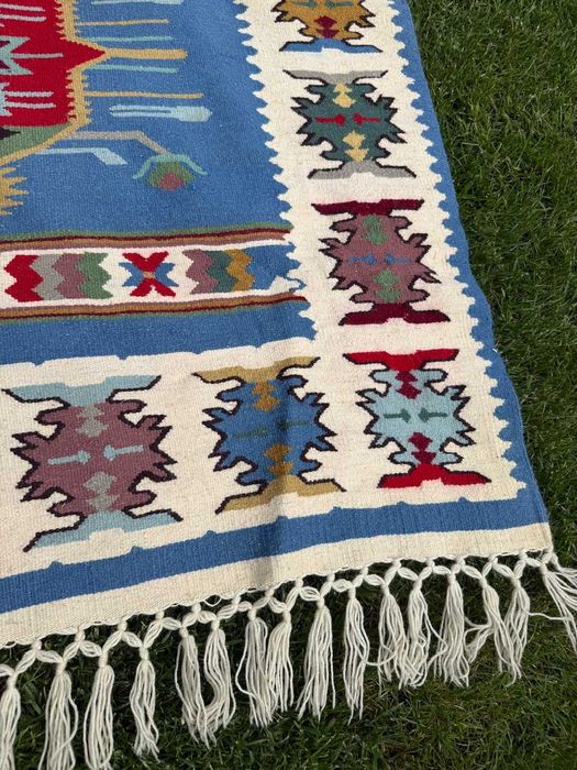 Kilim Wełniany Ręcznie Tkany lub Dywan Narzuta ART DECO 285x150 UNIKAT