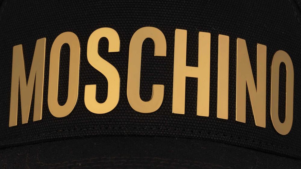 MOSCHINO MILANO luksusowa włoska czapka NERO/ORO