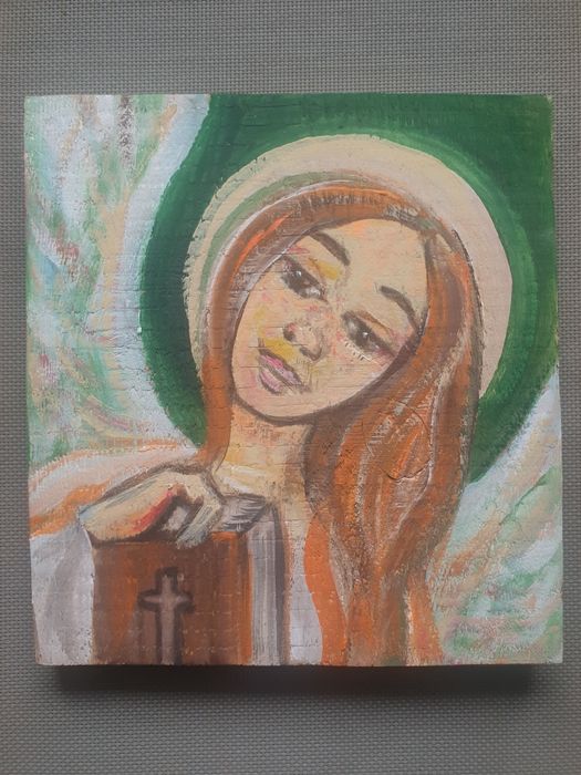 Anioł Opiekuńczy obraz ręcznie malowany na drewnie