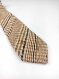 Valentino kremowy brązowy kaszmirowy wełniany krawat w kratkę f43