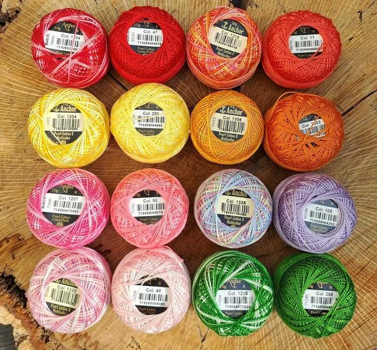 Sortido Anchor Perlé - lisos e matizados