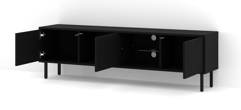 Szafka RTV MITA 156 cm frezowana czarny mat