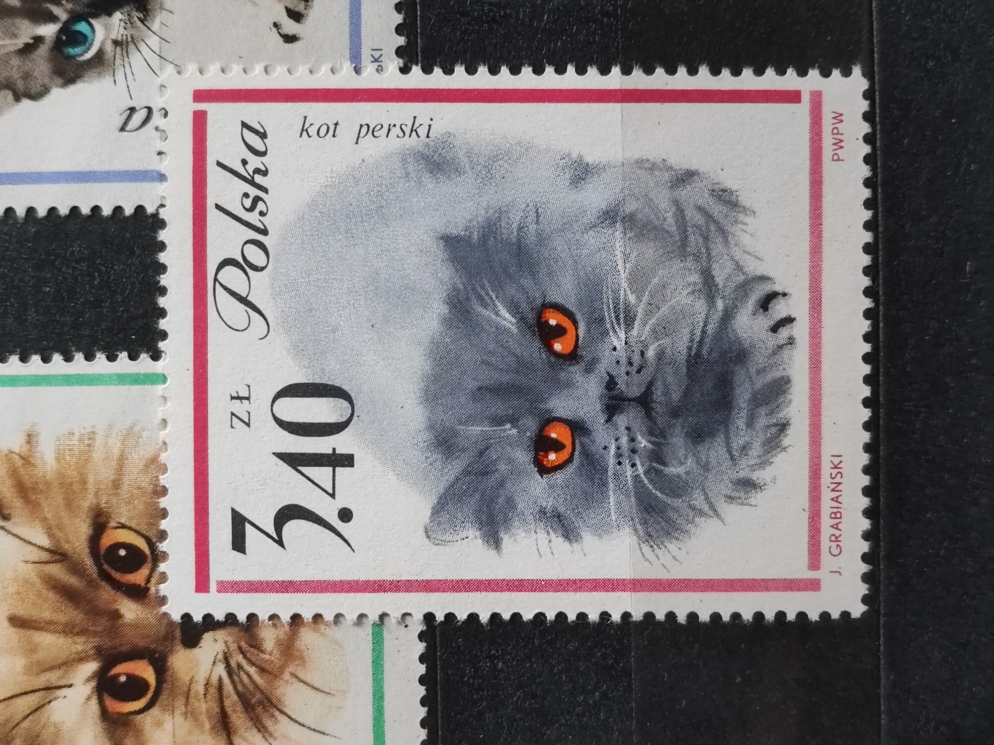 Znaczki PRL koty 1964 r. niekasowane nowe