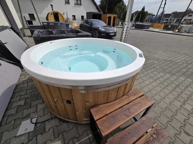 Balia ogrodowa z piecem, jacuzzi, sauna, ruska bania, spa