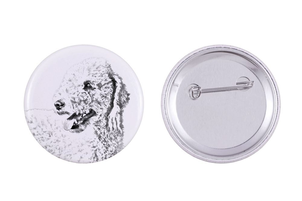 Bedlington Terrier przypinka z psem duża Art-Dog