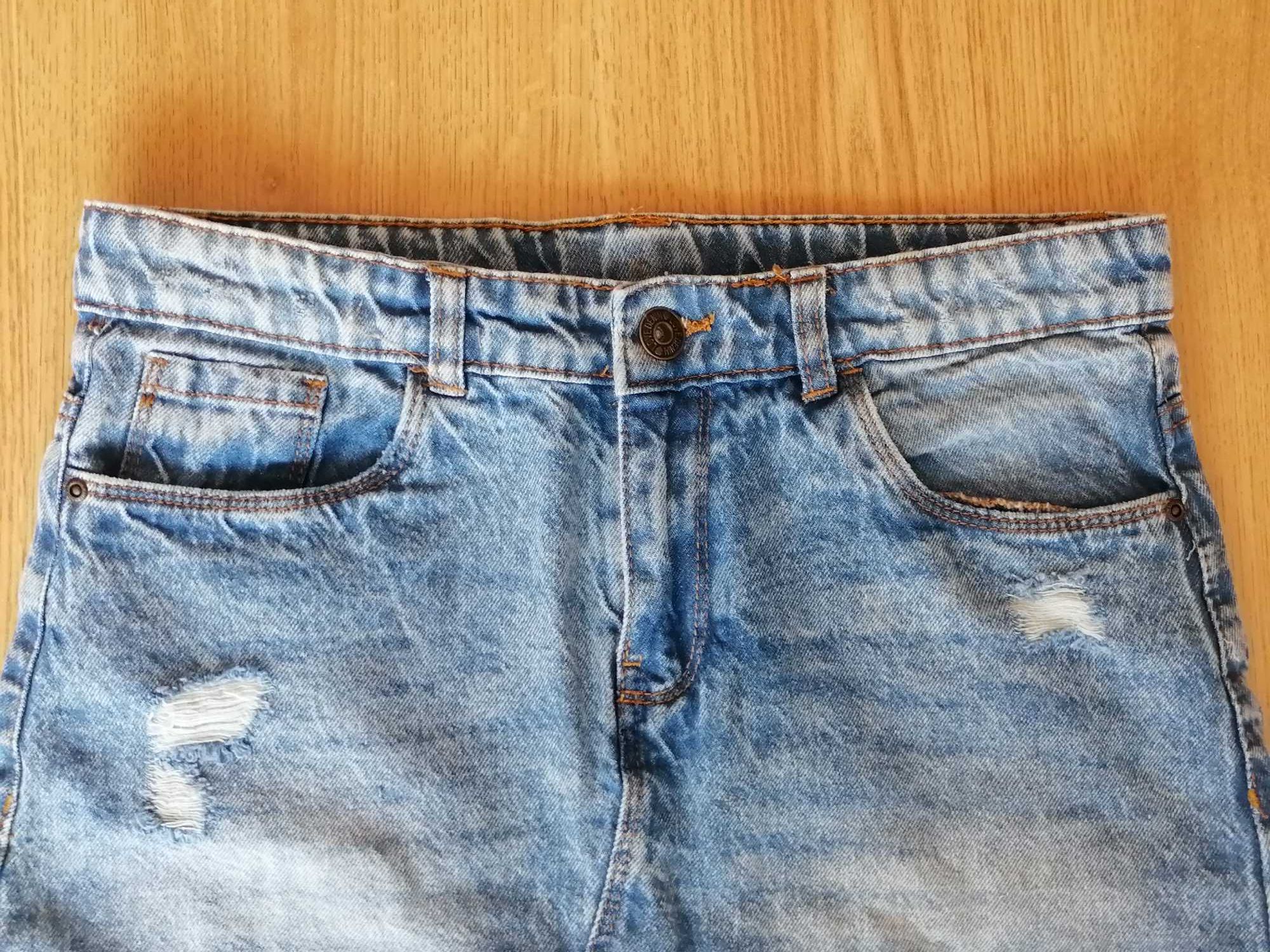 Elegancka jeansowa krótka spódniczka z kieszeniami, roz. 158