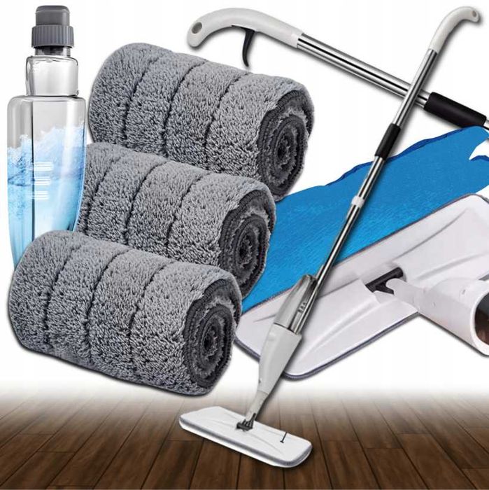 MOP ZE SPRYSKIWACZEM PŁASKI DŁUGI 120cm 350ml + 3x mikrofibra wkłady