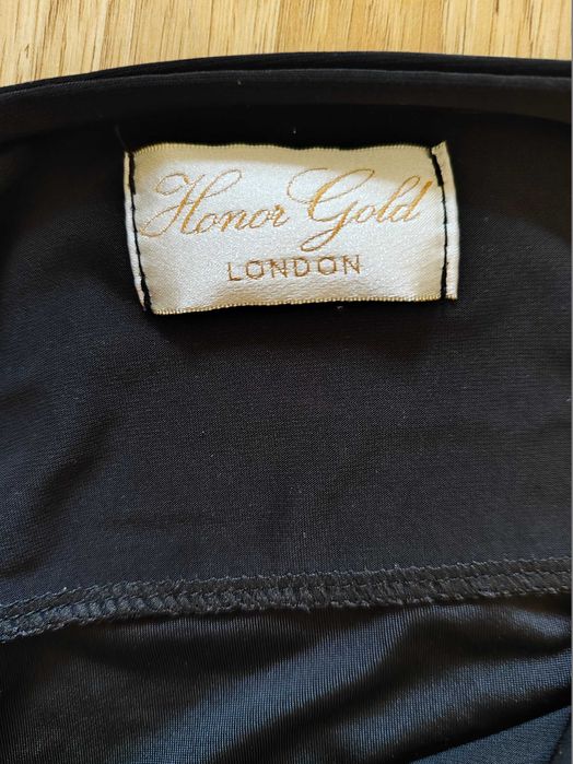 Czarna sukienka obcisła dopasowana sexi midi Honor Gold London 36