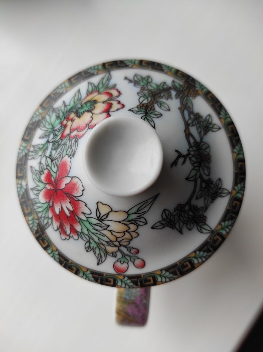 Набір Керамічна чашка з керамічним ситечком і кришкою у східному стилі