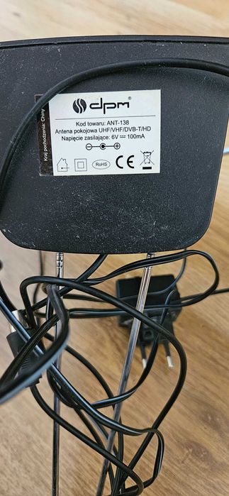 Antena TV wewnętrzna  aktywna DPM ANT138 DVB-T/DAB uszkodzona