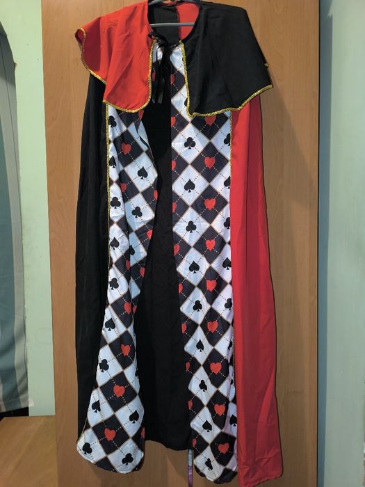 Карнавальный плащ,Костюм Красной Королевы,Королевы Червей,взрослый