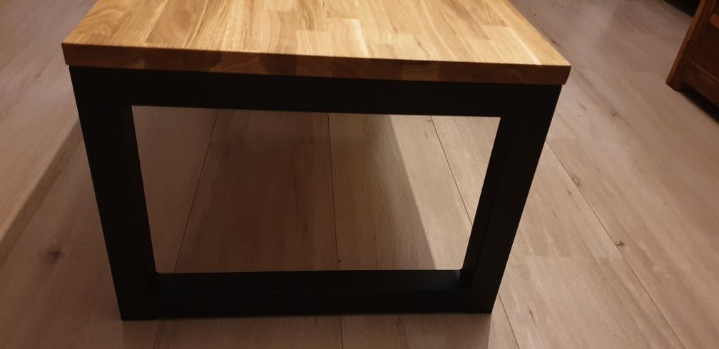 Stolik kawowy 60x120 loft dębowy stal + (dąb industrialny)