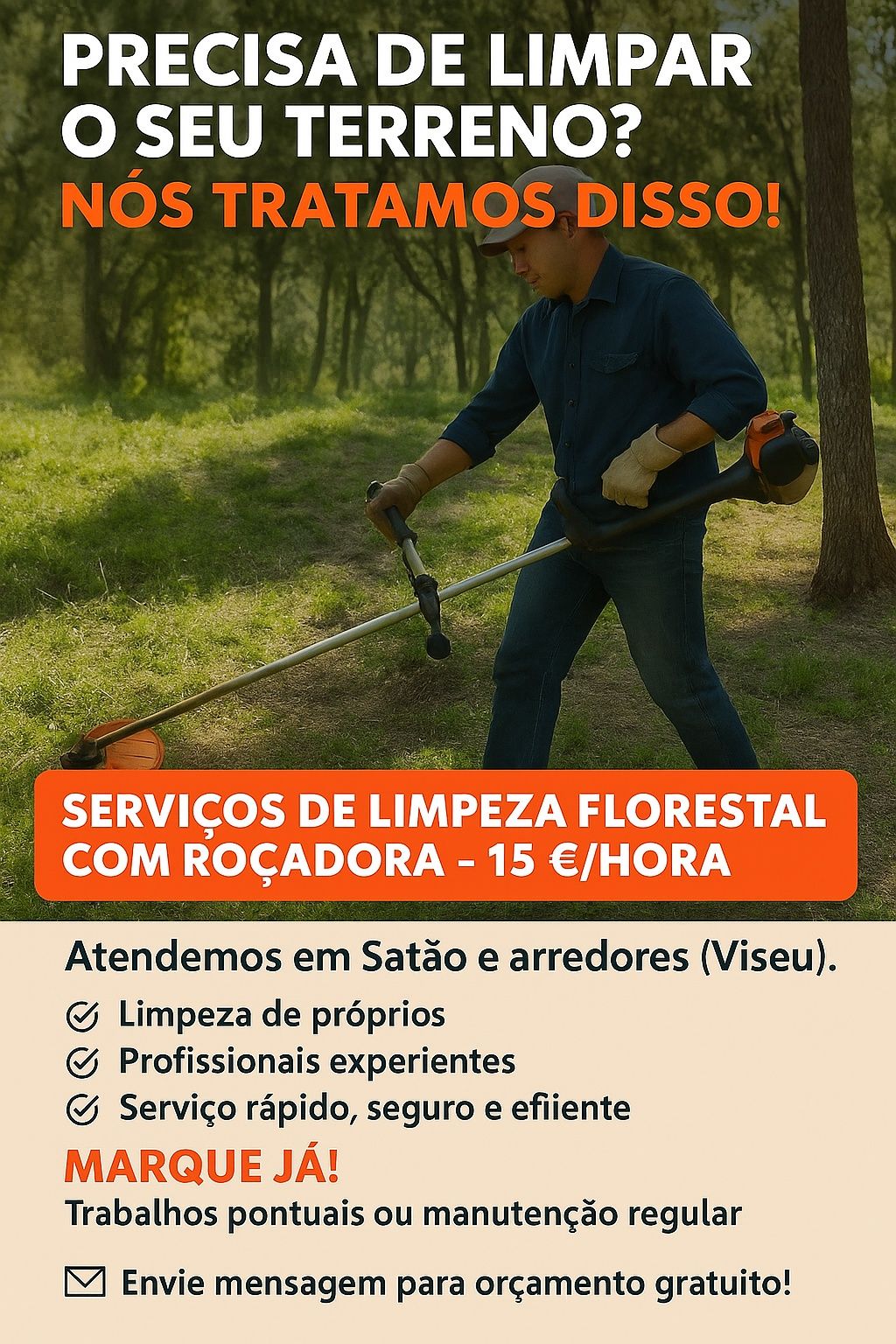 Trabalho florestal com roçador