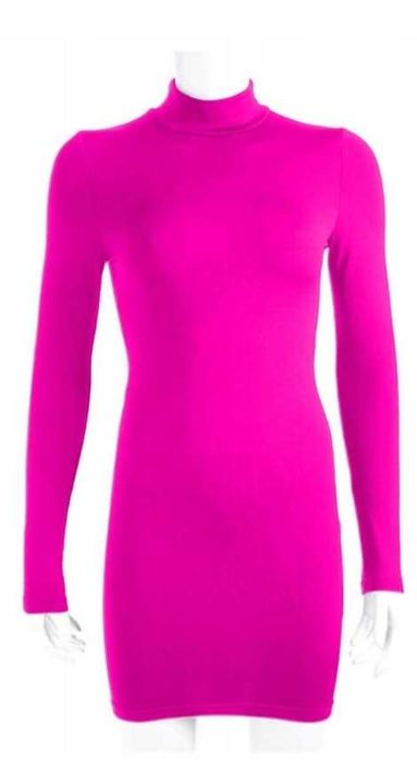 NOWA Sukienka Różowa Ołówkowa poł GOLF długi Rękaw XS/S, S/M, M/L